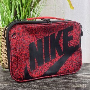 Nike Red & Black Zip Close Hard Shell Square Insulated Strap Bag